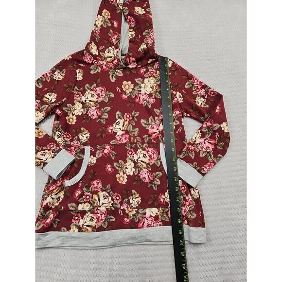 Pomelo Shirt Girls Small Floral Print Hooded Pullover Pocket - Picture 2 of 7